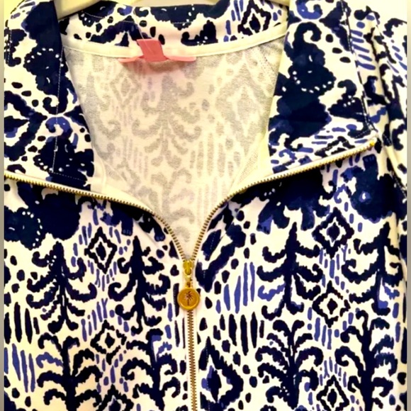 NEW Lilly Pulitzer Tons Of Fun Skipper Popover Half Zip Navy Front Pocket Large - Picture 4 of 5